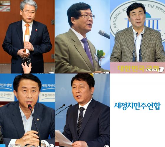 새정치민주연합 차기 원내대표 후보군. (오른쪽 위부터 가나다순) 김동철, 설훈, 이종걸, 조정식, 최재성 의원/ 사진=뉴스1
