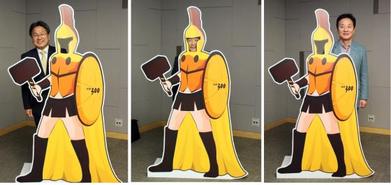 19일 오후 서울 여의도 국회의원 회관에서 열린 머니투에디 더300 1주년 기념 '사랑방 미팅'에 참석한 이상민 법사위원장(이하 사진 왼쪽부터), 이춘석 새정치연합 원내수석, 조해진 새누리당 원내수석이 담소를 나누고 있다