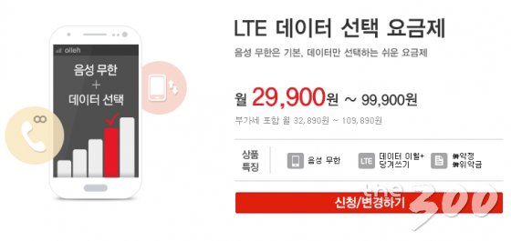 /국내 한 통신사 홈페이지 일부 캡쳐화면. 부가가치세 포함 가격을 병기하고 있지만 상대적으로 눈에 잘 띄지 않는다.