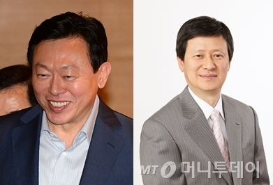 형의 반란을 진압한 신동빈 롯데그룹 회장(왼쪽)과 아버지 신격호 총괄회장을 앞세워 경영권 장악을 시도한 신동주 전 일본롯데홀딩스 부회장(오른쪽)/사진=롯데그룹