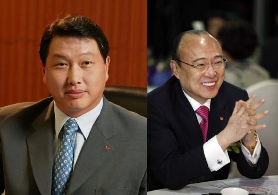 사진 왼쪽부터 최태원 SK 회장, 김승연 한화 회장.