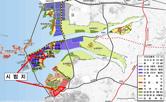 새만금개발사업 시범지구 계획도./자료=새만금개발청