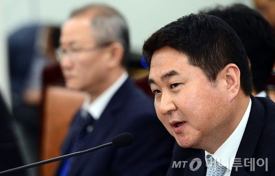 이석우 다음카카오 공동대표가 11일 정부세종청사에서 열린 국토교통부에 대한 국회 국토교통위원회의 국정감사에 증인 신분으로 참석, 의원질의에 답변하고 있다. /사진= 뉴스1