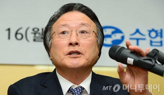 김임권 수협중앙회장 당선인이 지난 2월 16일 오전 서울 송파구 신천동 수산업협동조합중앙회관에서 당선 소감을 밝히고 있다./사진=뉴스1