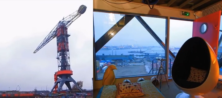 네덜란드 NDSM에 세워진 크레인 호텔. 버려진 크레인을 활용해 50m 조망을 즐길 수 있는 호텔로 만들었다./사진=파랄다 크레인 호텔 홈페이지