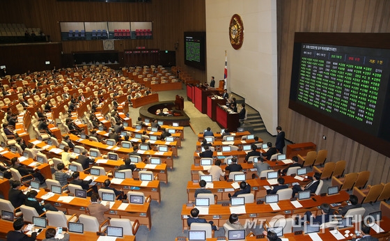 12일 국회에서 열린 본회의에서 유통산업발전법 일부개정법률안이 통과되고 있다. 여야는 이날 무쟁점 법안 50여 건을 처리한다. 2015.11.12/뉴스1 <저작권자 © 뉴스1코리아, 무단전재 및 재배포 금지>