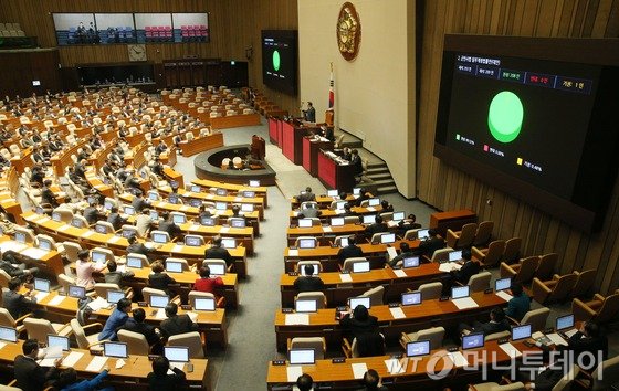 지난 28일 서울 여의도 국회에서 열린 본회의 전경. 국회는 31일에도 본회의를 열지만 쟁점법안 및 선거구 획정은 안건에서 제외될 전망이다. /사진= 뉴스1