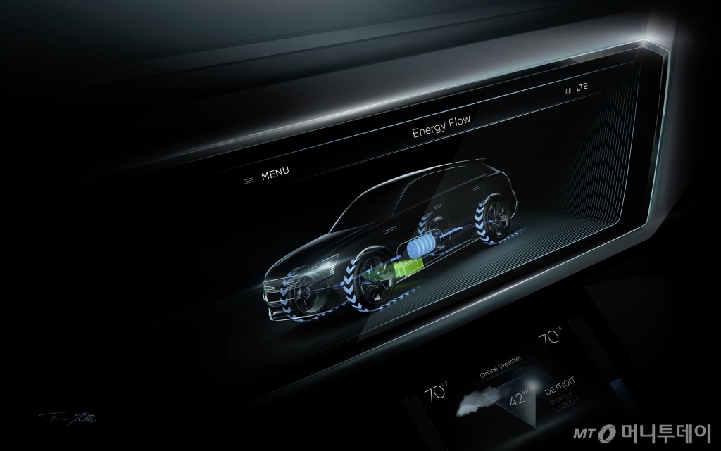 아우디 h-트론 콰트로 컨셉트의 재생에너지 모니터링 시스템./사진제공=아우디코리아