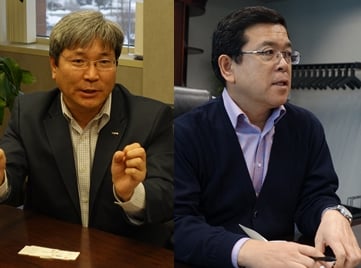 전병제 코트라 디트로이트 무역관장(왼쪽)과 박진우 현대모비스 북미법인장/사진=장시복 기자