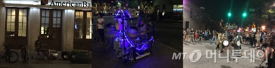 오스틴 거리 곳곳에는 1인 뮤지션들의 연주가 수시로 펼쳐진다. 특히 드럼 연주자들이 늦은 시간까지 '시끄러운' 소리를 내며 관객의 흥을 돋운다. /오스틴(미국)=김고금평 기자