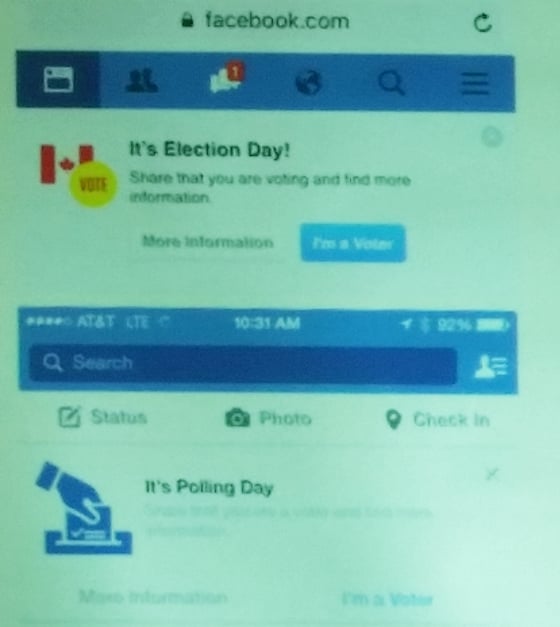 페이스북이 4·13 총선 당일 도입하는 '메가폰, 투표했어요' 기능.