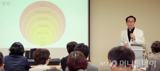 신현문 살레시오미래교육원장이 교리교사 대상으로 교육 철학을 강의하고 있다./사진=살레시오청소년방송