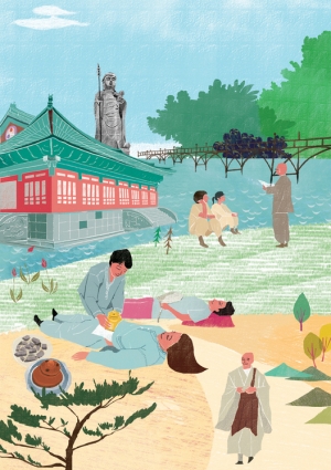 경기 양주시 도리산 육지장사 템플스테이 홍보 그림. 육지장사는 '다이어트 템플스테이'로 20~30대 여성들 사이에서 인기가 좋다. /사진제공=육지장사 템플스테이