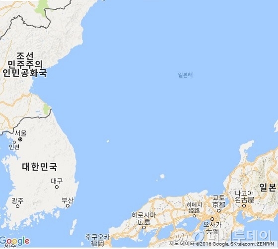 화웨이 코리아 홈페이지 지도에 나온 동해.