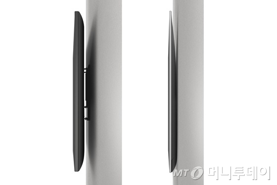 QLED TV의 벽걸이형 제품은 '노 갭(No-gab) 월마운트 디자인'을 적용해 TV를 벽에 완전히 밀착시켜 손쉽게 설치토록 했다. /사진제공=삼성전자