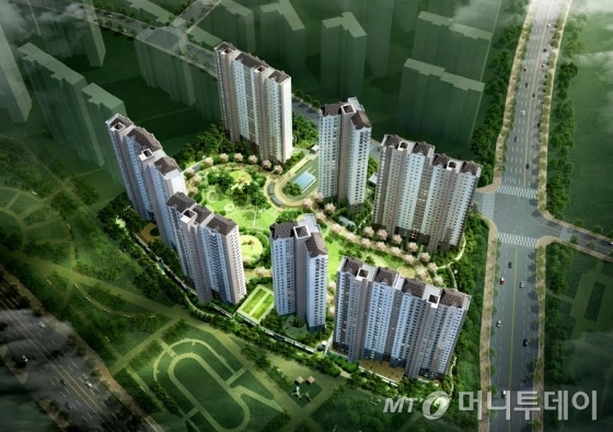 대우건설산업의 비전레이크 푸르지오 조감도. /사진제공=대우건설산업