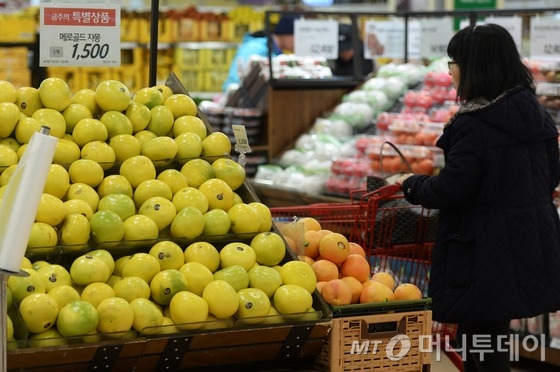 1월 소비자 물가가 4년 3개월 만에 가장 큰 폭(전년 동월대비 2%)으로 상승한 가운데 2일 서울의 한 대형마트에서 소비자들이 물건을 고르고 있다. 조류 인플루엔자(AI) 피해로 인한 달걀 값 상승과 설 명절을 앞두고 농축수산물 가격 상승이 전반적인 물가 수준을 끌어 올렸다. 2017.2.2/뉴스1  <저작권자 © 뉴스1코리아, 무단전재 및 재배포 금지>