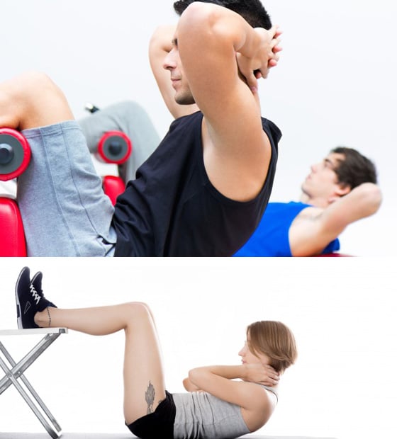 싯업(위)과 크런치(아래) /사진=프리픽