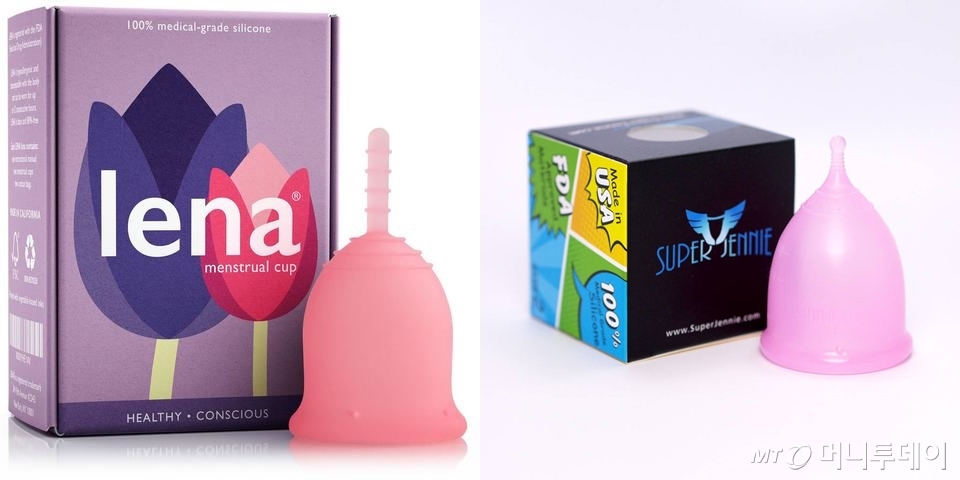 레나 생리컵(왼쪽)과 슈퍼제니 생리컵 /사진=몰테일
