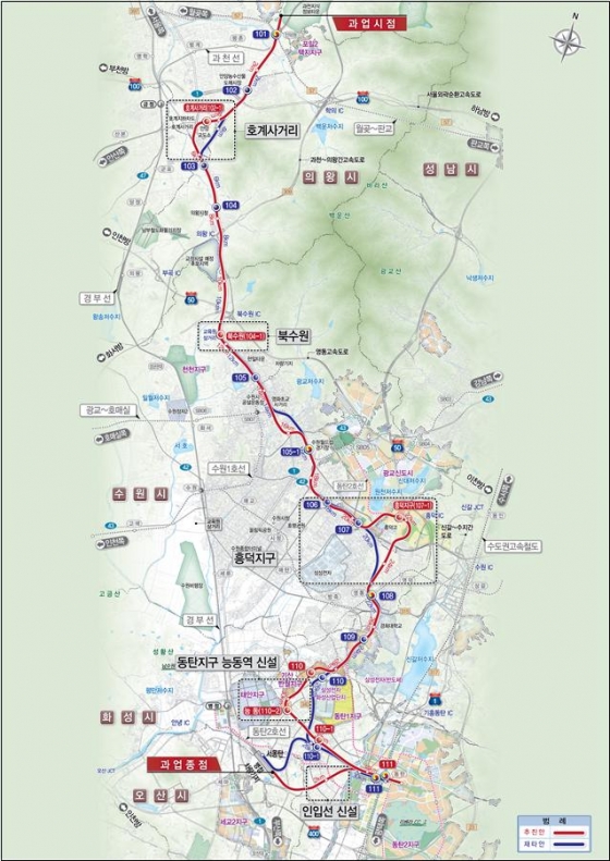 인덕원~수원 복선전철 노선도 / 제공 = 이찬열 의원실