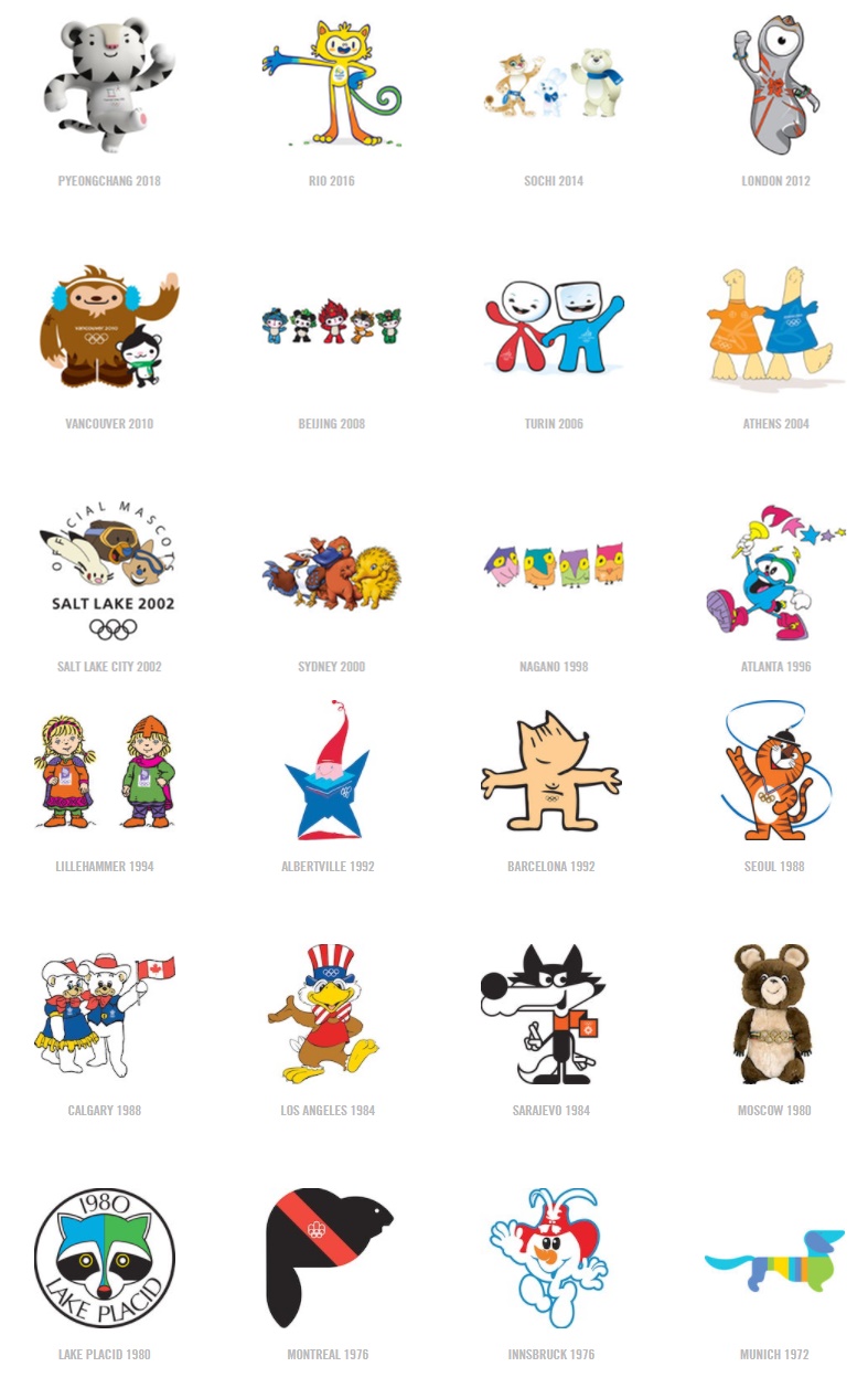 역대 올림픽 마스코트. /사진=국제올림픽위원회(IOC)