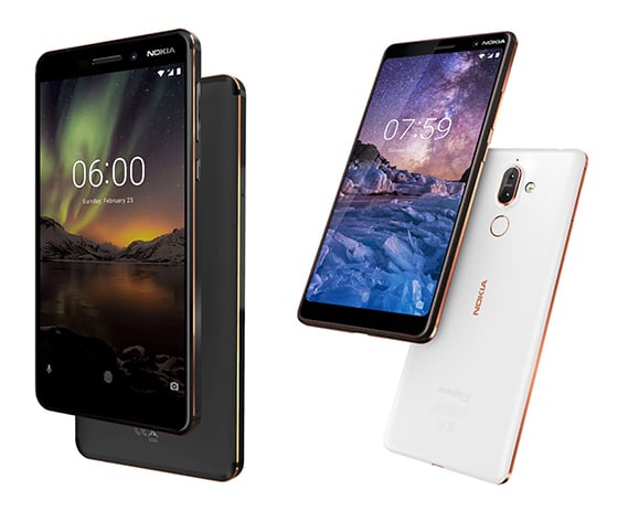 노키아 6(왼쪽)와 노키아 7 플러스 /사진=HMD 글로벌