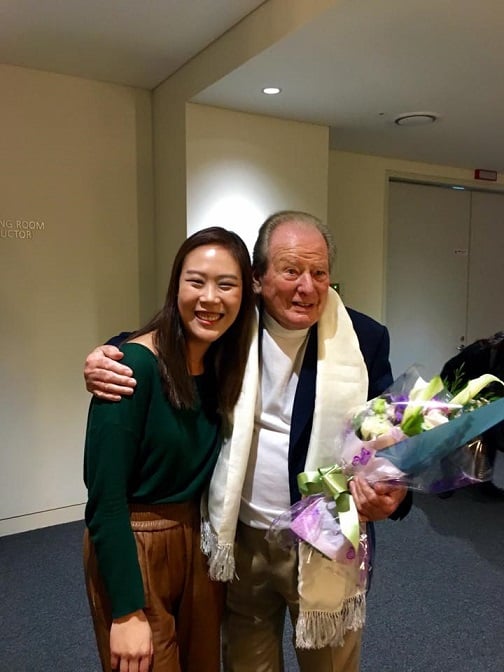 피아니스트 손열음(왼쪽)과 2016년 작고한 지휘자 네빌 마리너. /사진제공=크레디아