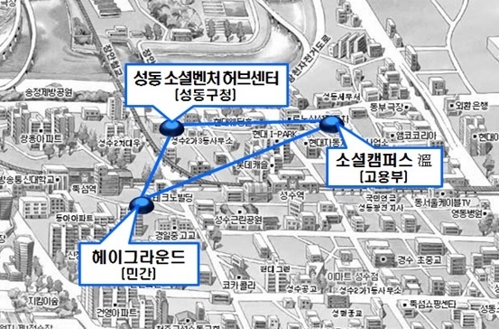 서울 성동구 성수동 소셜벤처허브 위치도./자료=중소벤처기업부