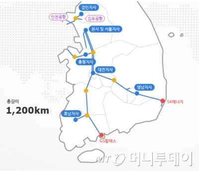 대한송유관공사 전국 송유관 네트워크,/사진제공=대한송유관공사