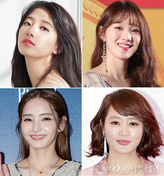 왼쪽부터 시계 방향으로 가수 겸 배우 수지, 모델 겸 배우 이성경, 배우 김혜수, 한채영/사진=코스모폴리탄, 머니투데이 DB