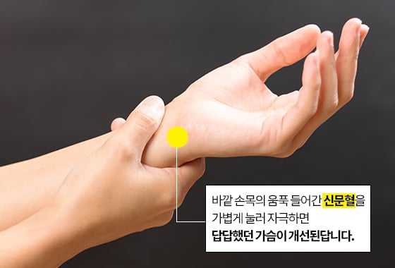 답답한 마음을 다스리는 신문혈 마사지./사진=게티이미지뱅크, 그래픽=이은 기자