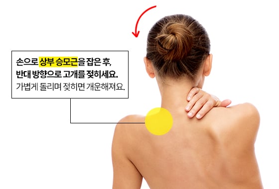 승모근을 자극하는 스트레칭./사진=이미지투데이, 그래픽=이은 기자