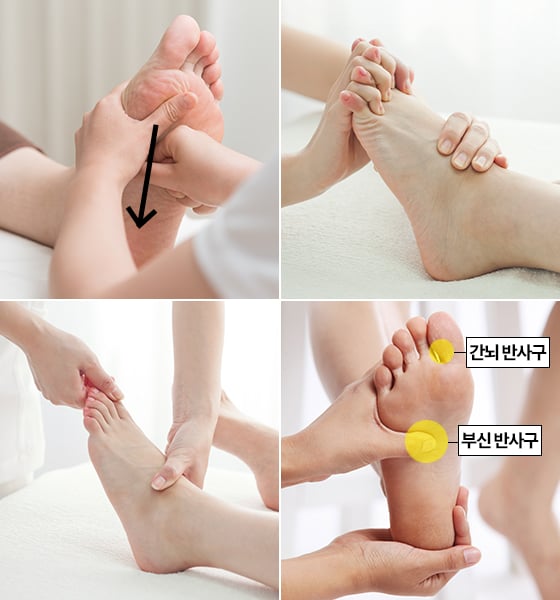 스트레스 해소를 돕는 발 마사지 방법./사진=픽스타, 게티이미지뱅크, 그래픽=이은 기자