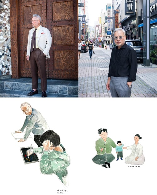 (위)슈트 장인 여용기 (아래)화가로 활동하는 이찬재 할아버지의 작품들./사진=여용기, 이찬재 인스타그램