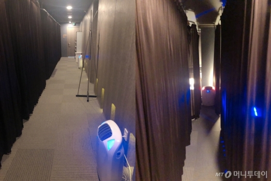 지난 15일 찾은 서울 영등포구의 한 수면카페 내부의 모습. 조용하고 어두운 분위기의 공간은 좌석 별로 칸막이가 있어 프라이버시가 보장됐다. /사진= 유승목 기자