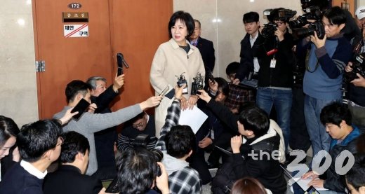 목포 부동산 투기의혹을 받고있는 더불어민주당 손혜원 의원이 20일 오전 서울 여의도 국회에서 취재진의 질문을 받고 있다/사진=홍봉진기자