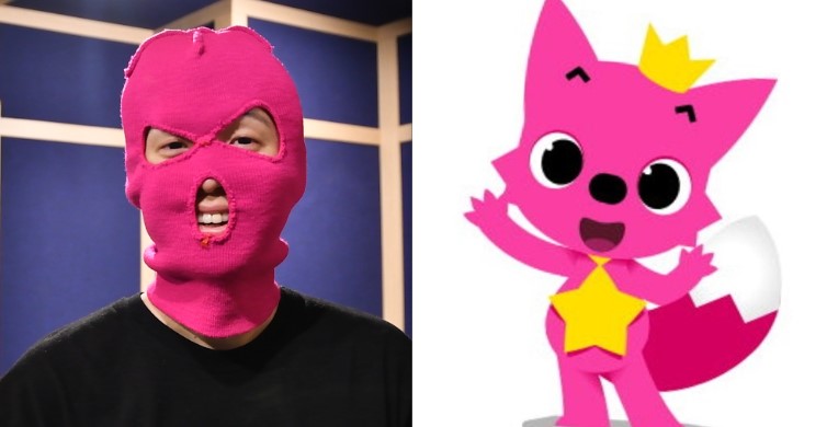 마미손과 핑크퐁이 닮았다는 의혹이 있어서, 한 번 사진을 붙여서 편집해봤다. 핫핑크라는 큰 공통점이 있다./사진=마미손과 핑크퐁 사진을 그림판에서 합침