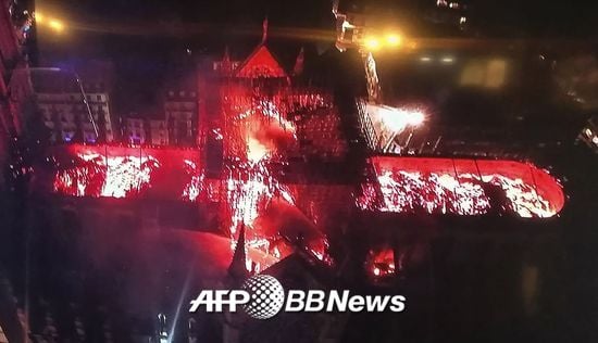 하늘에서 본 노트르담 대성당 화재./사진= AFPBBNews=뉴스1