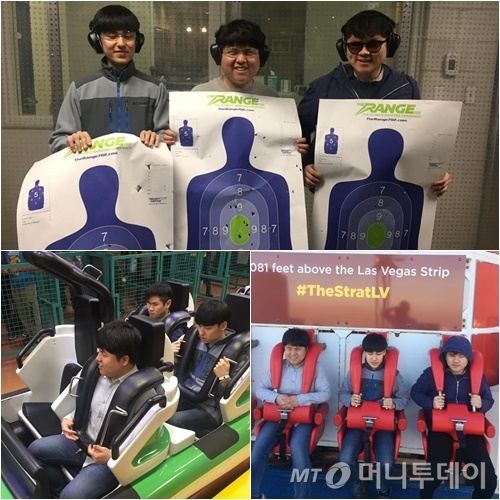 "사진 좀 찍어주세요"는 이들이 여행 도중 가장 많이 한 요청 중 하나. 사격장에 가서 총을 쏘고, 놀이기구를 타는 모습을 현지인에 요청해 사진으로 남겼다. /사진제공=류창동씨