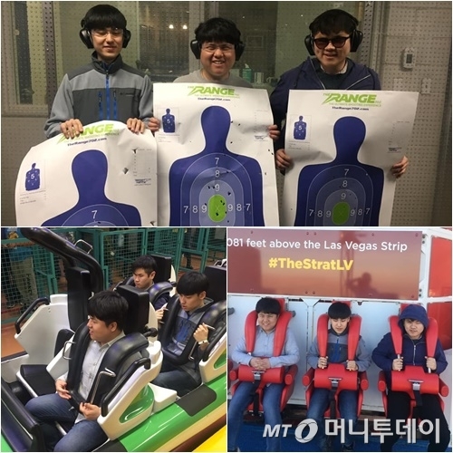 "사진 좀 찍어주세요"는 이들이 여행 도중 가장 많이 한 요청 중 하나. 사격장에 가서 총을 쏘고, 놀이기구를 타는 모습을 현지인에 요청해 사진으로 남겼다. /사진제공=류창동씨<br>