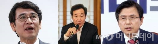 왼쪽부터 유시민 노무현재단 이사장, 이낙연 국무총리, 황교안 자유한국당 대표.