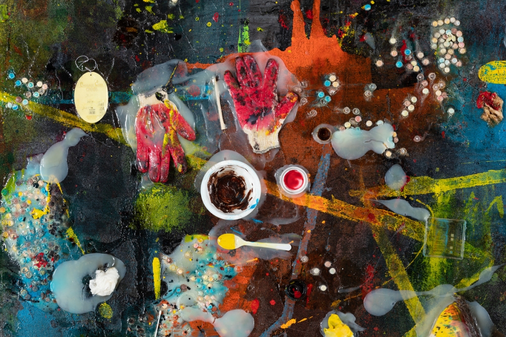 Untitled, 2018, acrylic and mixed media on carpet, 220x441cm (detail). /사진제공=아라리오갤러리