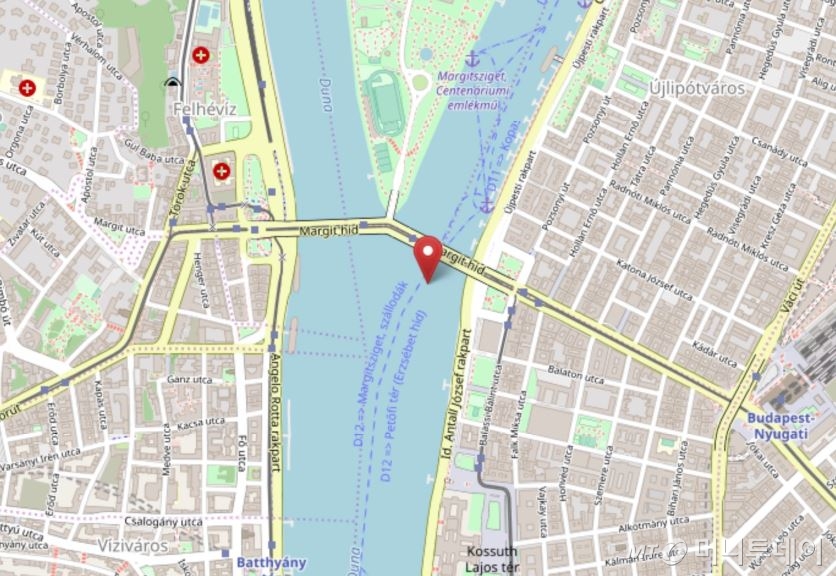 부다페스트 한국인 유람선 전복 사고지점 /사진=오픈스트리트맵