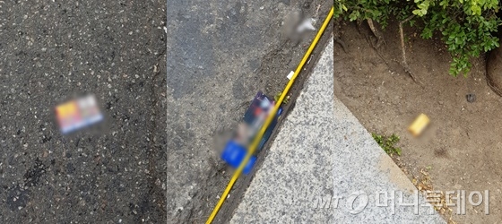 홍대 거리 곳곳에 놓인 전단지 쓰레기들./사진=박가영 기자