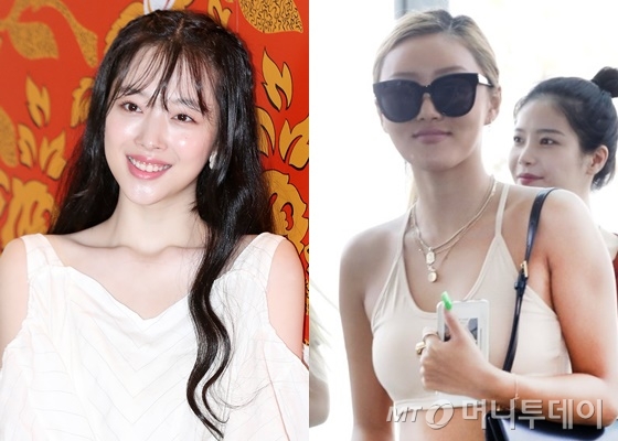 가수 겸 배우 설리(왼쪽)와 그룹 마마무 화사/사진=머니투데이DB, 뉴스1