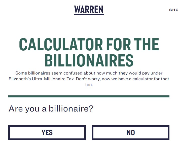 워런 의원이 7일(현지시간) 공개한 부유세 계산기.