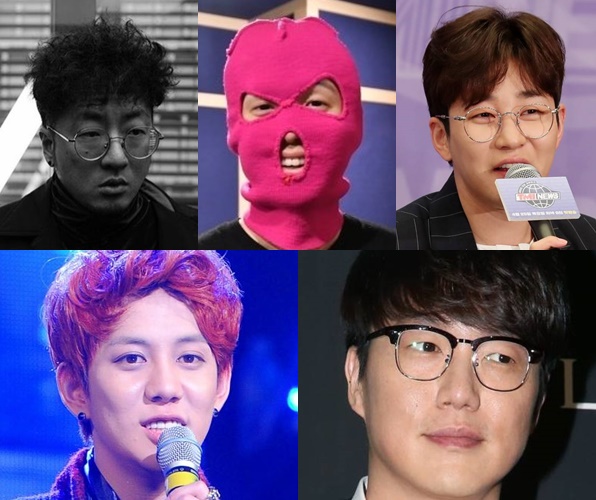 사진 왼쪽 시계방향부터 가수 김간지, 래퍼 마미손, 가수 딘딘, 가수 성시경, 가수 박경/사진=김간지 인스타그램 캡처, 이상봉 기자, 김휘선 기자, 장문선 기자, 이동훈 기자