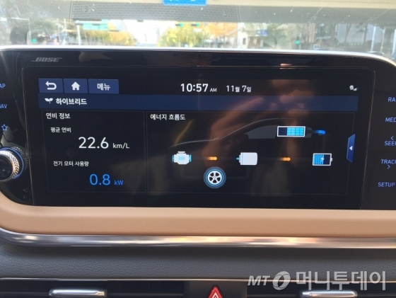 쏘나타 하이브리드 터치 스크린./사진제공=현대차