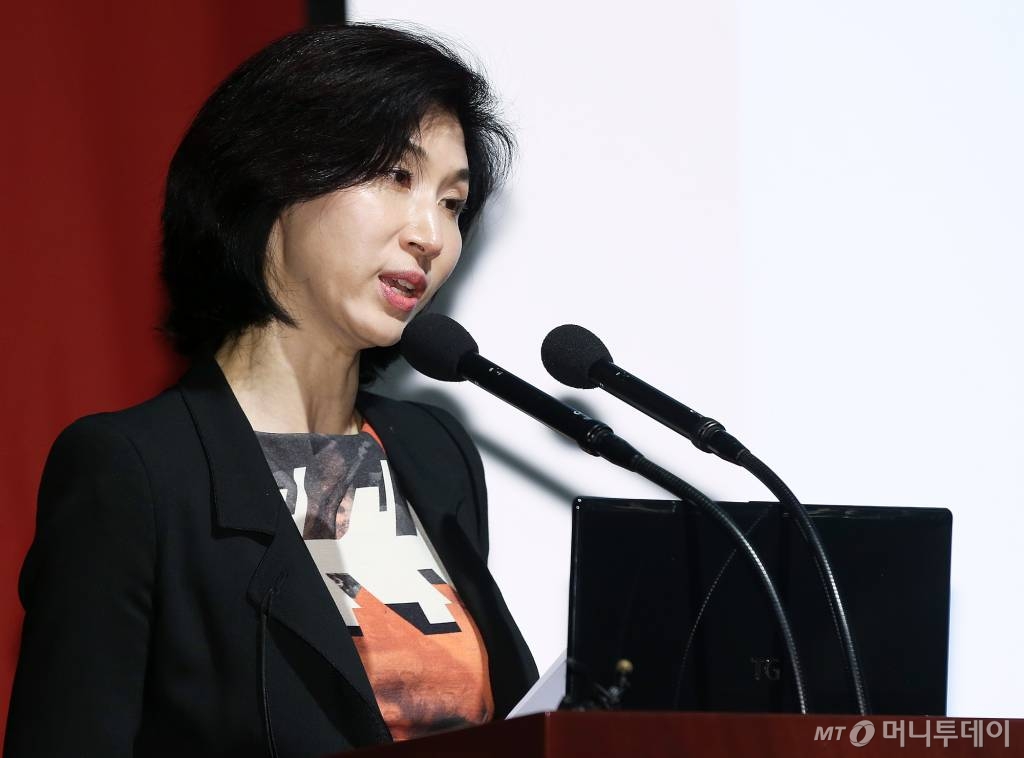 <사피엔스> 저자 유발 하라리 방한 기자간담회에 참석한 노소영 아트센터 나비 관장./사진=김휘선 기자