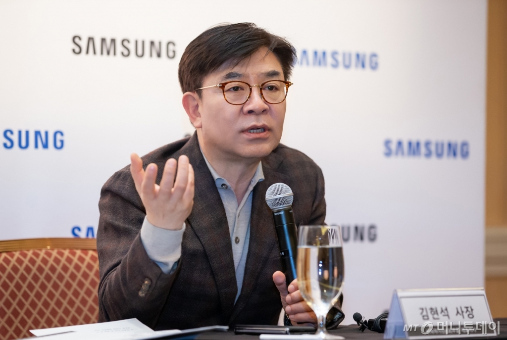 'CES 2020' 개막일인 7일(현지시간) 미국 라스베이거스에서 기자간담회를 진행하고 있는 김현석 삼성전자 사장/사진제공=삼성전자